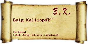 Baig Kalliopé névjegykártya